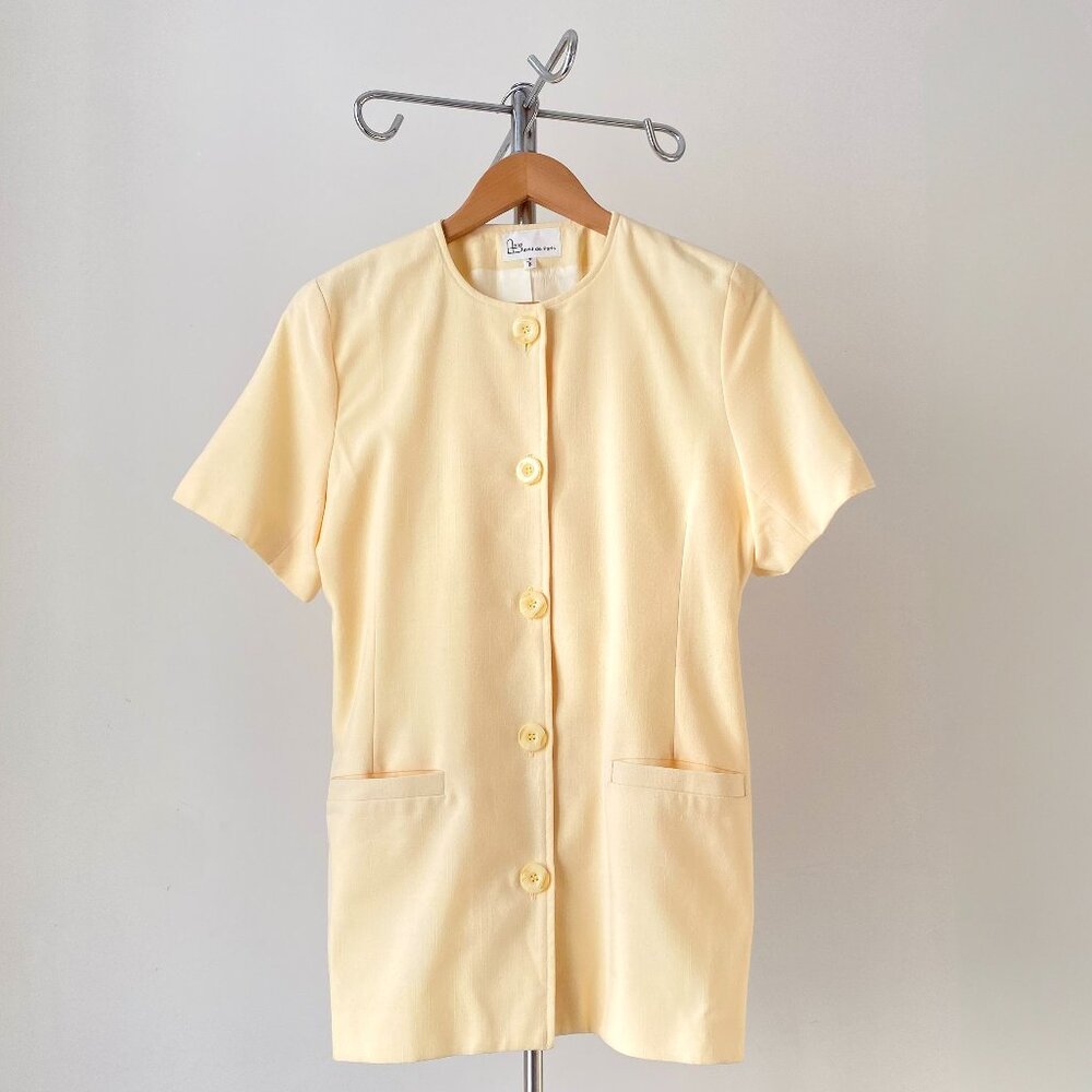 🍂 80s Pastel Butter Yellow Boxy Fit Power Blazer – Anne David de Paris